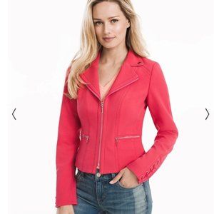 Pink Salmon Moto Jacket with Zipper and Lacing Details, size 2